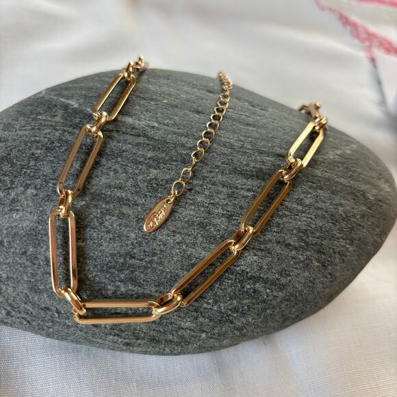 Ettika Paper Clip Style Chain Link Gold Necklace Choker NWT Trendy MOD Modern - Picture 3 of 5